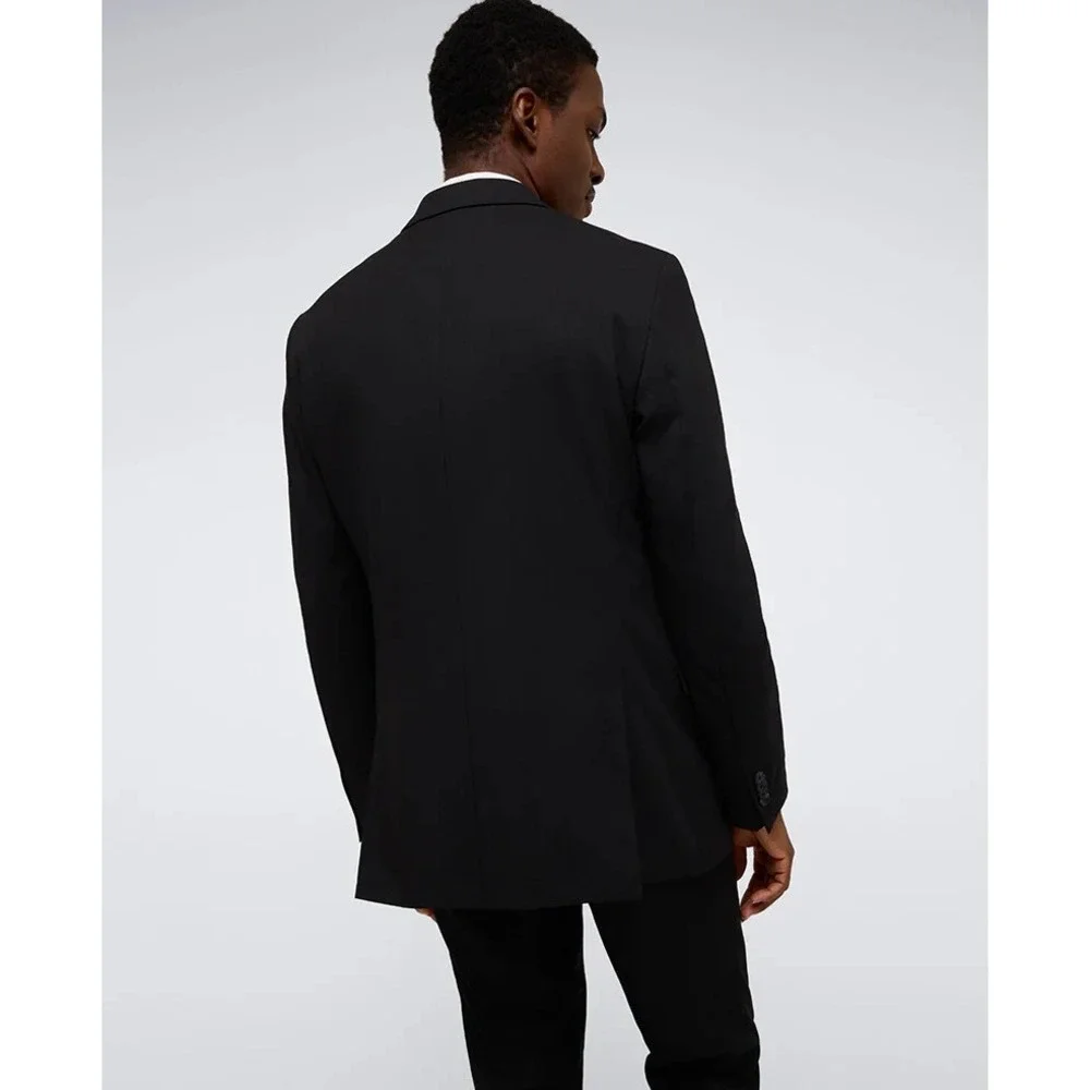 Kenneth Cole Reaction Mens 2-pc Suit Slim-Fit Suit Jacket 48R Pants 42Wx32LBlack